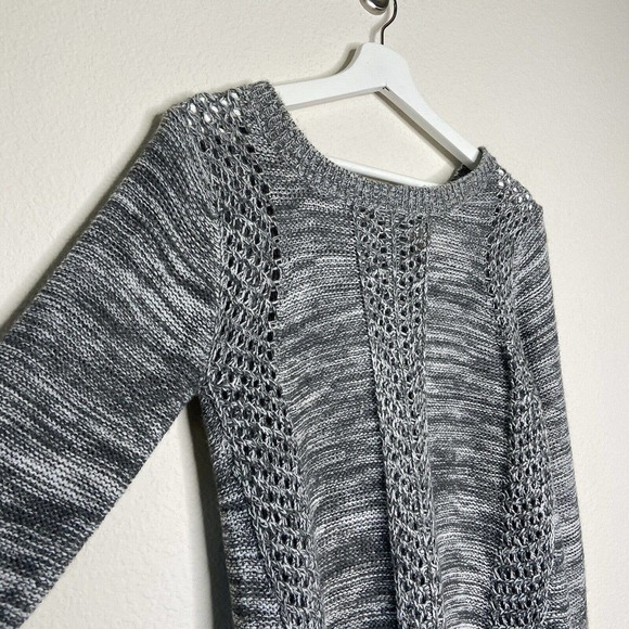 Altar'd State Gray Two Way Zip Back Mulit Knit Pattern Sweater Sz S - Picture 5 of 10
